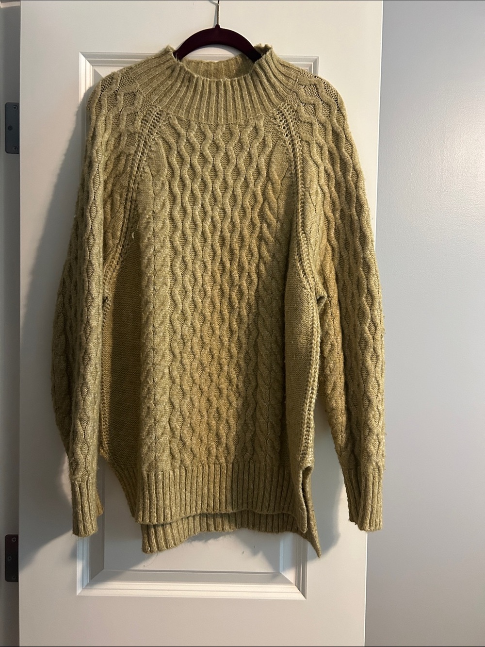 a new day Olive Turtleneck Cable Knit Sweater